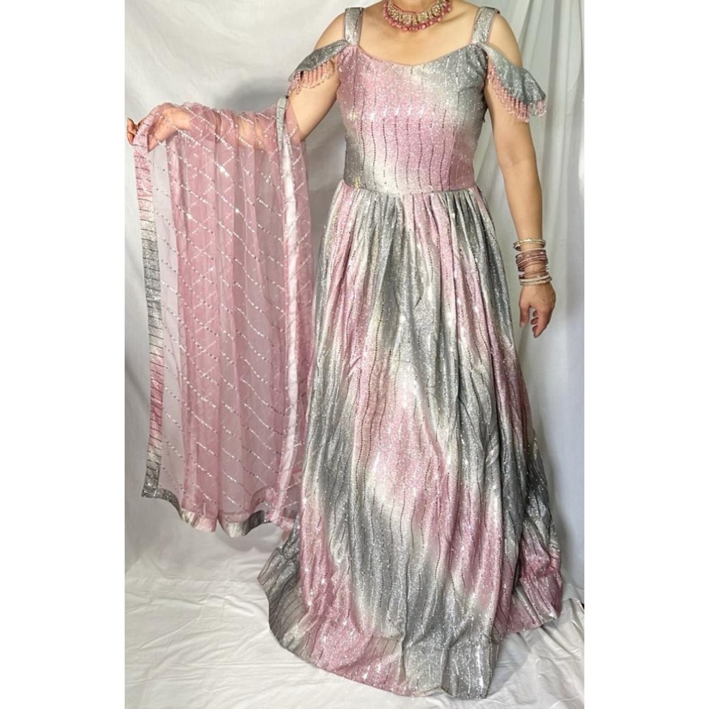 Embroidered Indian long Anarkali gown  dress or western dress